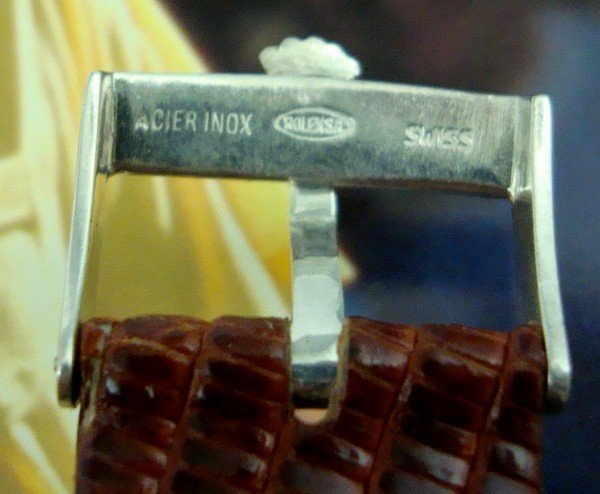 Vintage Rolex 16mm steel Logo Buckle 20mm Genuine Cognac Lizard Strap