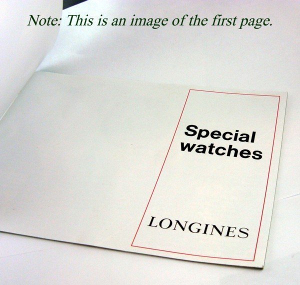 LONGINES 1972 Chronograph Series Identification &amp; Instruction Brochure