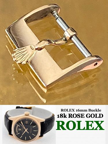 Rolex 18k Rose Gold 16mm Logo Buckle ROLEXSA .750 SWISS 1975