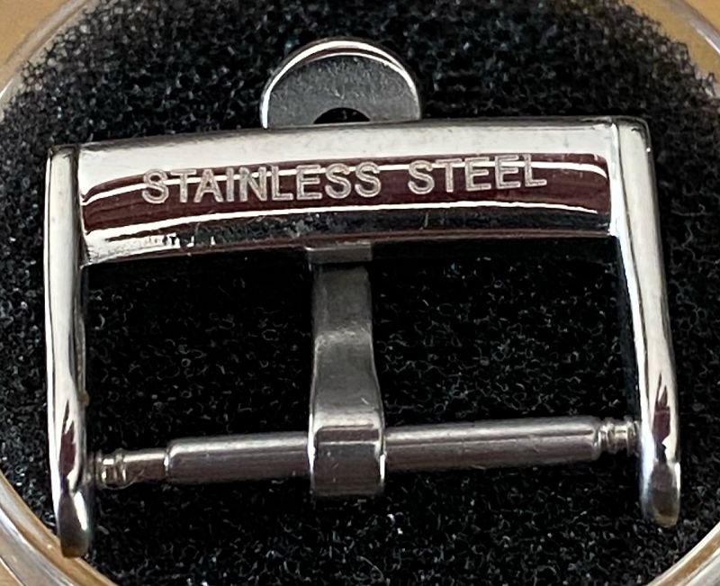 Vintage OMEGA 16mm STAINLESS STEEL Logo Buckle C: 1980