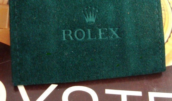 Green Suede Pocket Pouch, Marked: ROLEX  5 by 3 inches