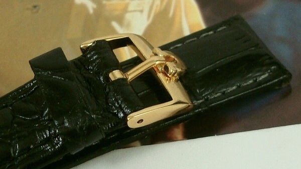 OMEGA 16mm Yellow Logo Buckle Bold Style 18mm Crocodile Calf Strap