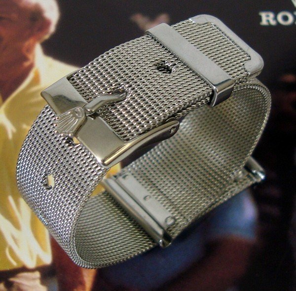 ROLEX 16mm Logo Buckle 20mm MESH METAL Old Style Swiss Generic Strap