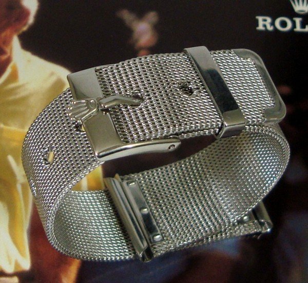 ROLEX 16mm Logo Buckle 20mm MESH METAL Old Style Swiss Generic Strap