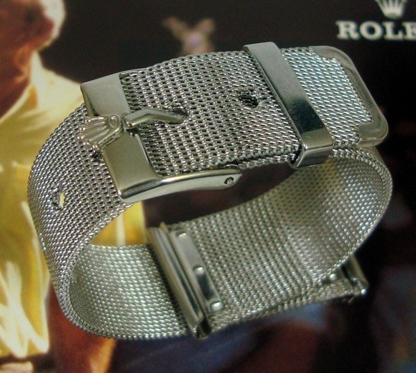 ROLEX 16mm Logo Buckle 20mm MESH METAL Old Style Swiss Generic Strap