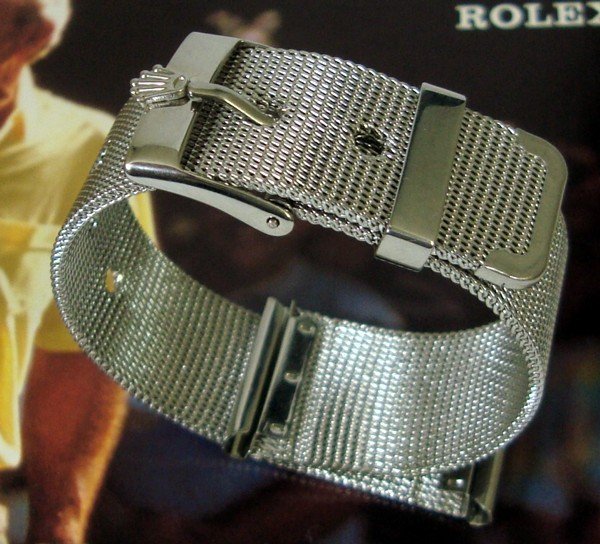 ROLEX 16mm Logo Buckle 20mm MESH METAL Old Style Swiss Generic Strap