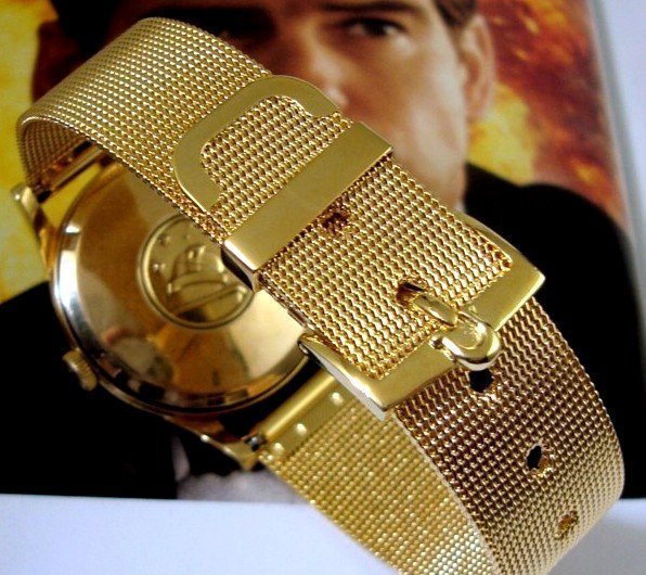 OMEGA 16mm Yellow Buckle 18mm Yellow Mesh Metal Strap