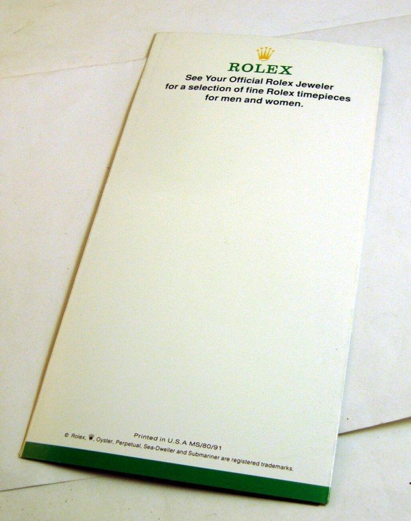 ROLEX SUBMARINER Vintage Brochure Stephen Frink 1979