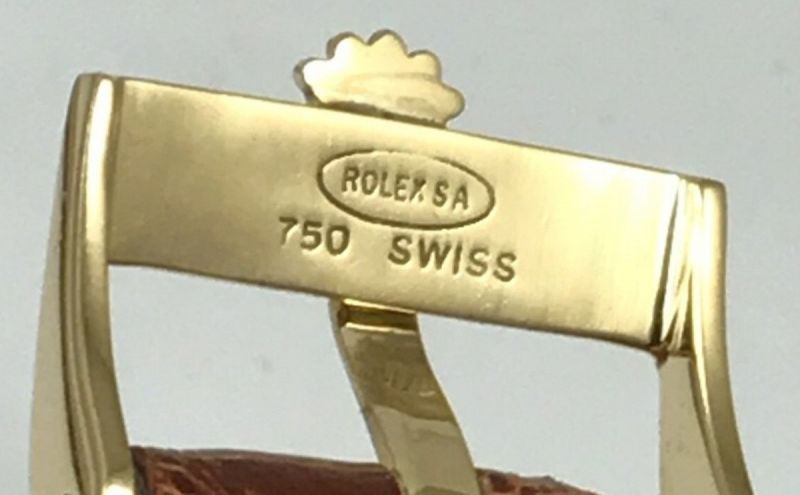 ROLEX 18k GOLD Logo Buckle Cognac Color Genuine LIZARD 20mm Strap