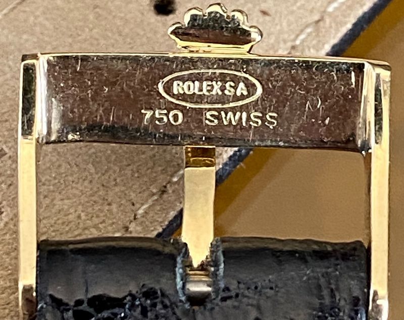 Rolex 18k GOLD 16mm Logo Buckle 20mm BLACK CROCODILE Strap