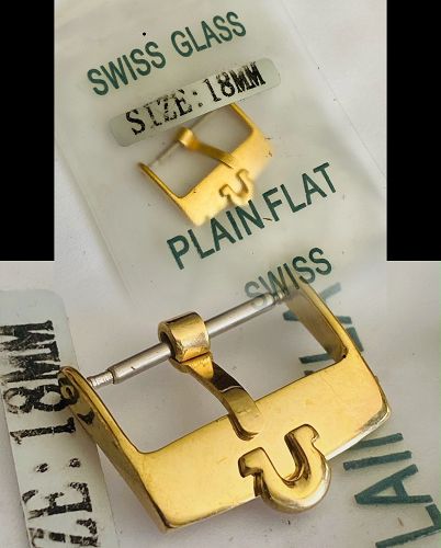 Omega 18mm Yellow 18k Gold Plated Buckle PLAIN FLAT SWISS