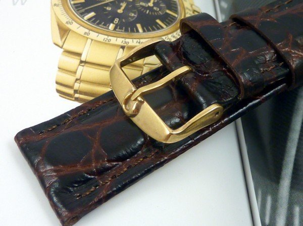 Omega 20mm Yellow Logo Buckle 22mm Dk Brown Strap