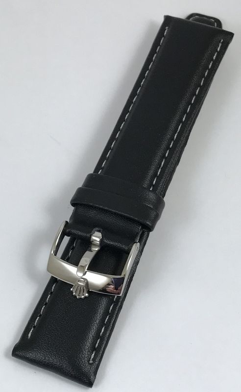 ROLEX SUBMARINER GMT Explorer Model 20mm stitched Black Leather