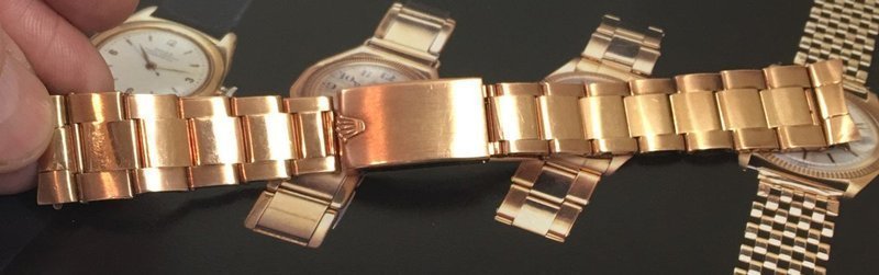 Rolex 19mm 18k ROSE GOLD Deployment Riveted Link Bracelet OUT-OF-STOCK