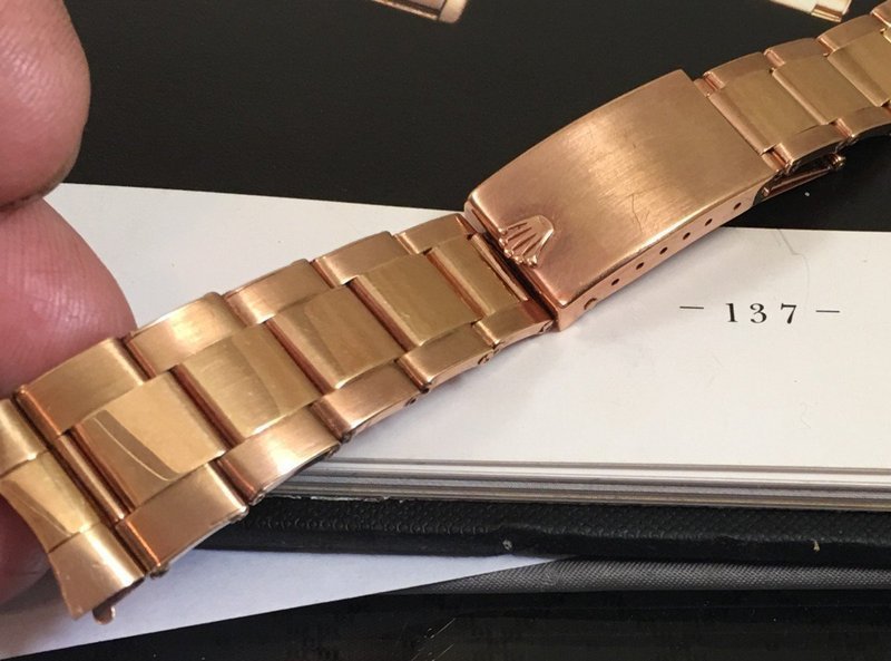 Rolex 19mm 18k ROSE GOLD Deployment Riveted Link Bracelet OUT-OF-STOCK