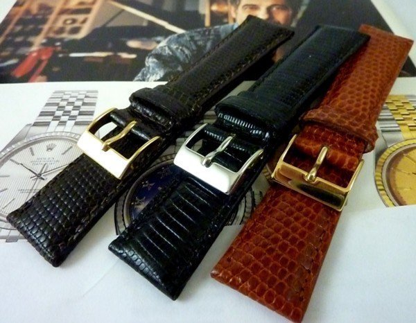 Genuine LIZARD Strap ROLEX 20mm or 19mm by 16mm buckle fit - 3 Colors