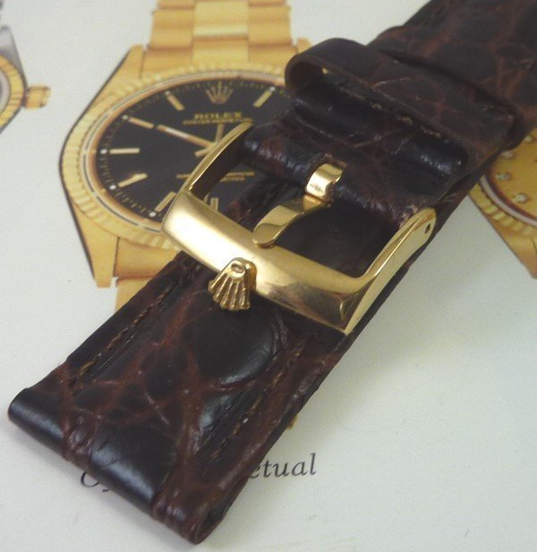 ROLEX 18mm Logo Buckle 20mm AFRICAN CROCO BROWN Strap