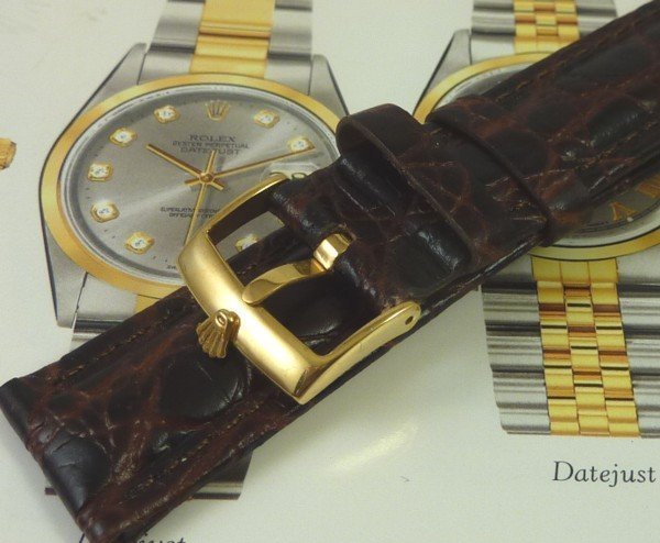 ROLEX 18mm Logo Buckle 20mm AFRICAN CROCO BROWN Strap