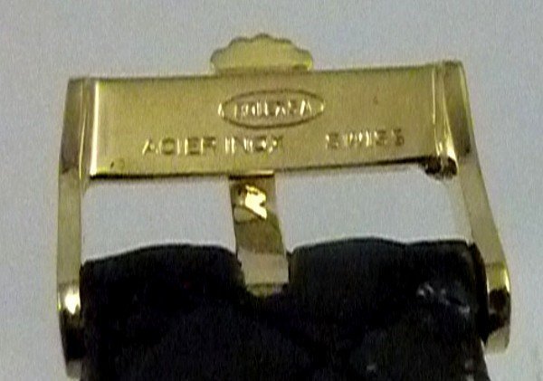 Rolex 18k Yellow Gold Plate 14mm Logo Buckle CROCODILE 16mm Strap OFS