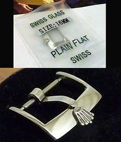 ROLEX Steel PLAIN FLAT SWISS 16mm Logo Buckle EX. LARGE CROWN Packaged