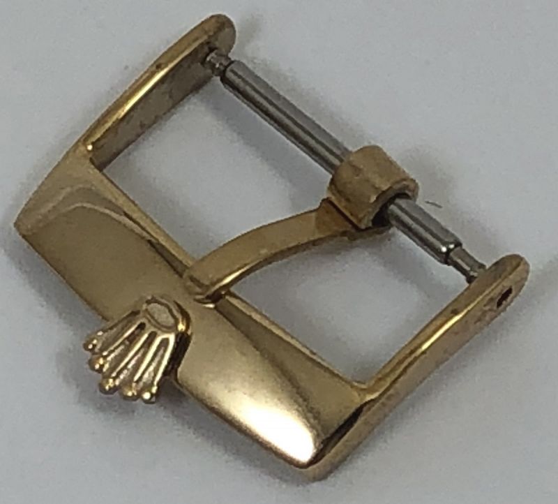 ROLEX 18mm Yellow 18k GOLD Plate Logo Buckle PLAIN FLAT SWISS