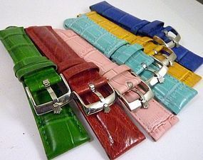 ROLEX LADIES 16mm Steel Logo Buckle 20mm COLOR Crocodile Pattern