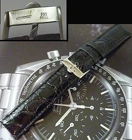 OMEGA SPEEDMASTER Series 18mm Steel Logo Buckle 20mm CROCODILE