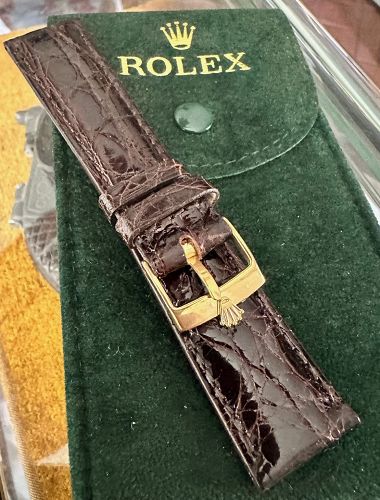ROLEX DATEJUST 16mm Buckle 18k Gold Plate 20mm Tobacco CROCODILE