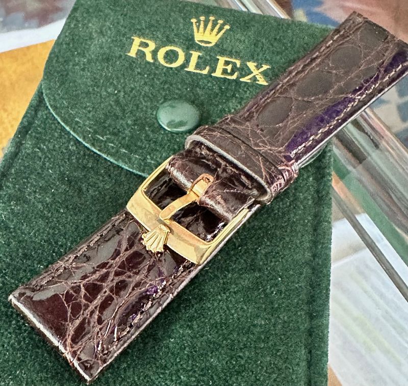 ROLEX 16mm Logo Buckle 18k Gold Plate 19mm Tobacco CROCODILE