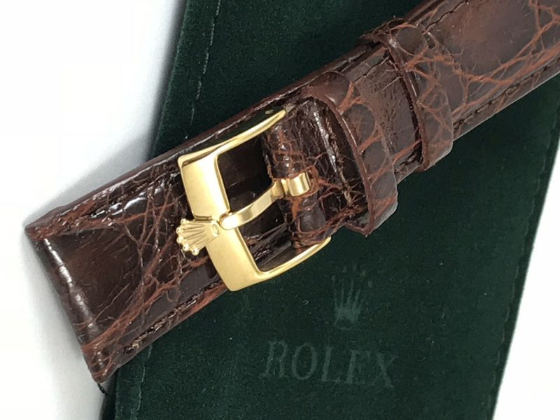 ROLEX DATEJUST MODEL 16mm Yellow Buckle 20mm Genuine Cognac CROCODILE