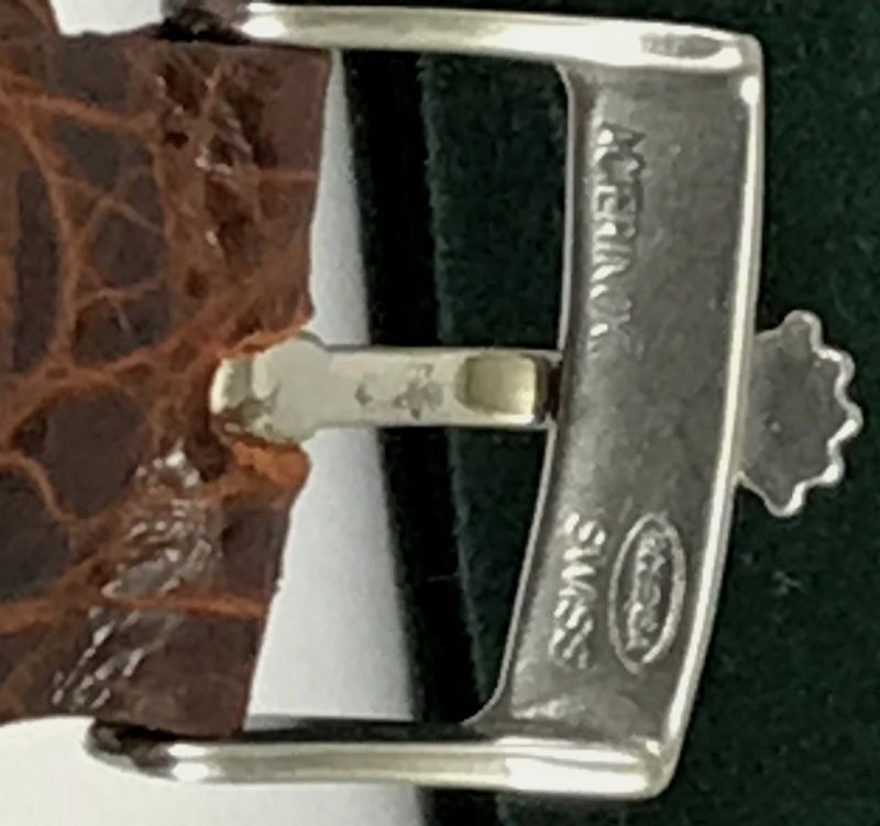 ROLEX 16mm Steel Logo Buckle 20mm Genuine CROCODILE Cognac Color Strap