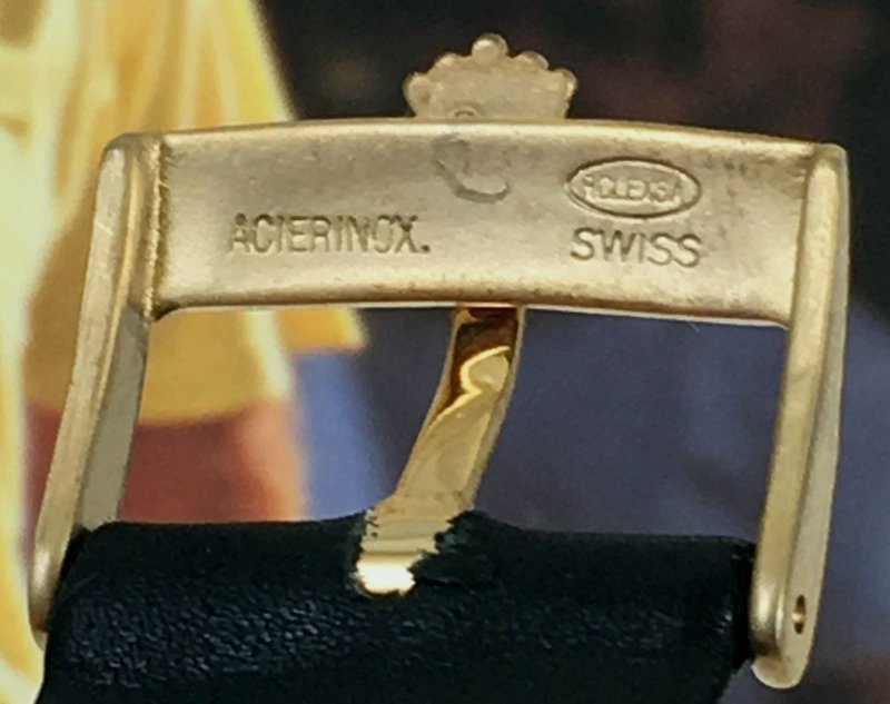 Rolex 18mm GOLD Plate Logo Buckle 20mm Black Leather High Grade