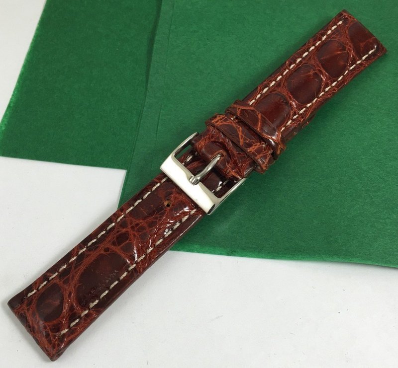 Genuine CROCODILE 20 STRAP Padded Stitched CONGNAC High Grade ITALIAN