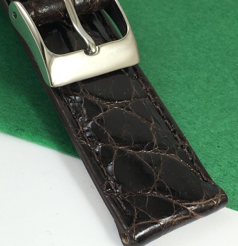 Genuine CROCODILE 19mm STRAP Padded Stitched TOBACCO Color ITALIAN