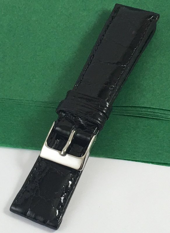Genuine CROCODILE 20mm High Grade STRAP Padded Stitched Black Color