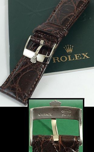 ROLEX DATEJUST II 18mm Steel Logo Buckle 22mm Tobacco CROCODILE