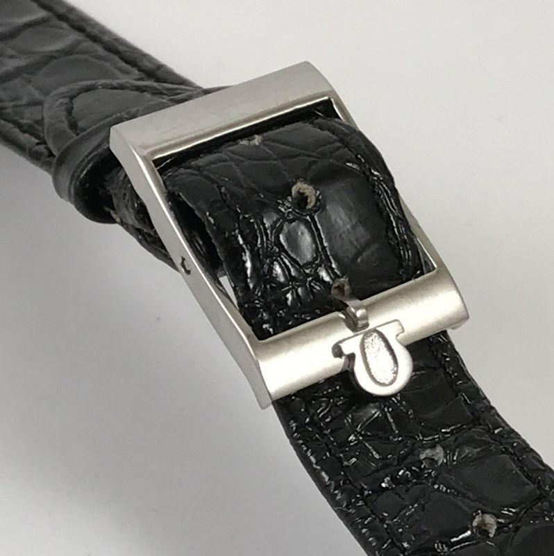 Vintage OMEGA 14mm Steel Buckle on a 18mm Black ALLIGATOR OUT-OF-STOCK