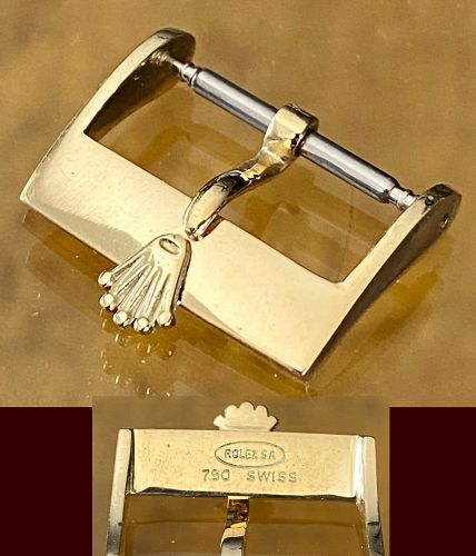 Vintage ROLEX 16mm 18k GOLD Logo Buckle 750 LARGE CROWN ROLEXSA SWISS