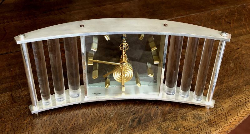 Jager LeCoultre 2-Tone Table Clock 8 DAY Merchandised by CARTIER