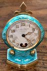 Torqueise Blue Cloisonne Swiss TRAVEL CLOCK 41mm Original Dial 1890