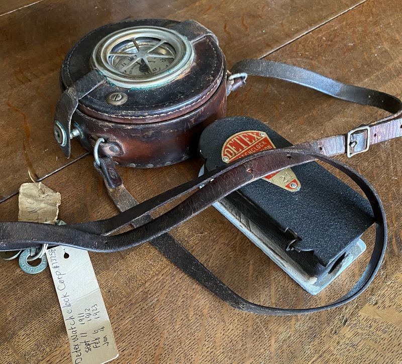 DETEX GUARDSMAN STATION CLOCK WITH LEATHER COVER, STRAP &amp; KEYS 1924