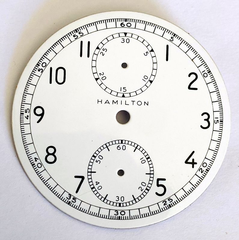 HAMILTON MODEL 23 WWII Military Chronograph WHITE PORCELAIN Dial 1942
