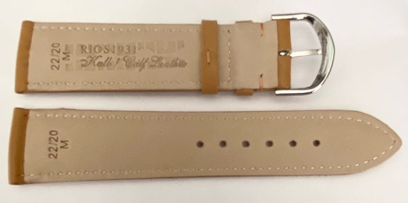RIOS1931 Genuine Calf Leather Watch Strap 22/20mm Honey Brown Toscana