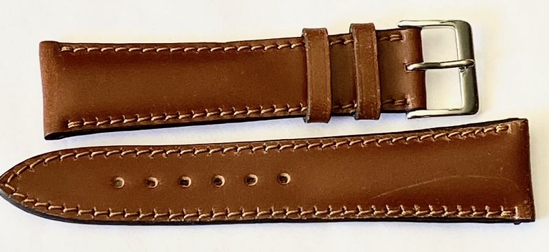 ROIS1931 CHICAGO Shell Cordovan 22/20mm Leather Watch Strap in COGNAC