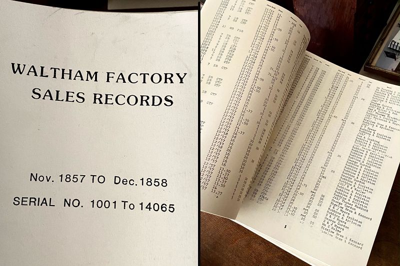 WALTHAM FACTORY SALES RECORDS: Nov. 1857 - Dec. 1858