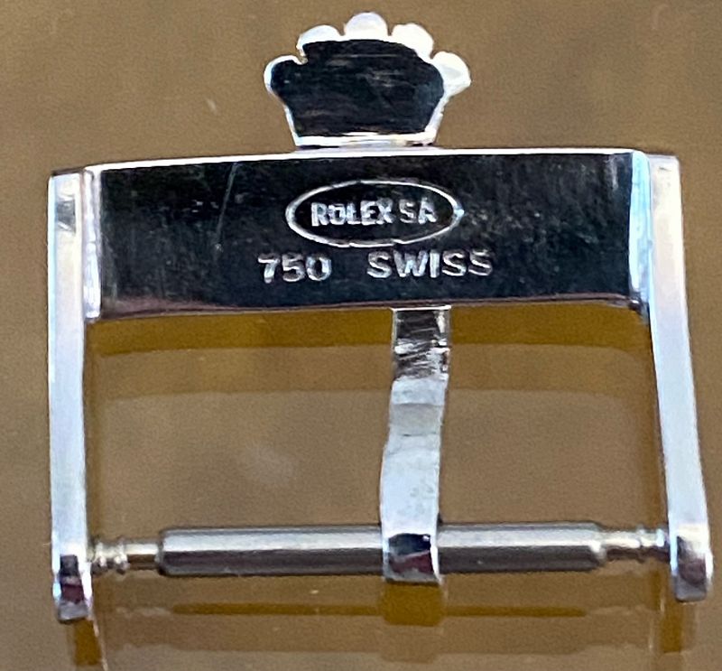 ROLEX 18k WHITE GOLD 16mm Logo Buckle Ex Large Crown 1962