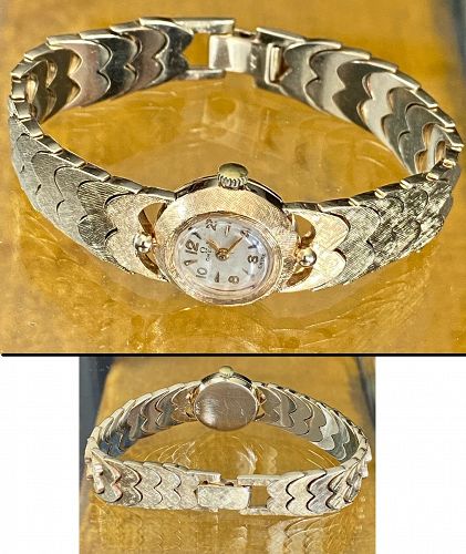 OMEGA Ladies 14k GOLD Bracelet FISH SCALE Design 1958