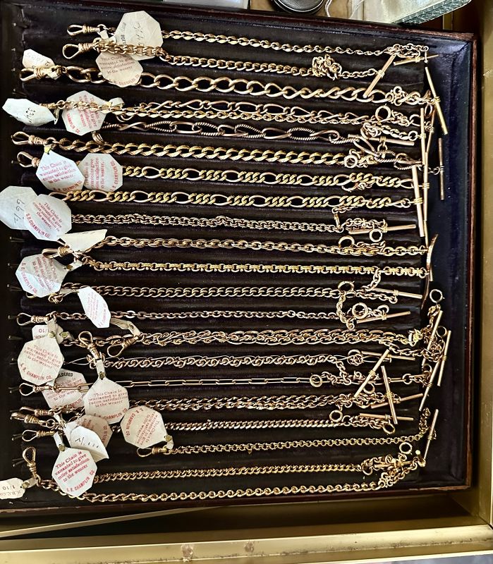 Vintage 18k Gold Filled Vest Chains 1896 S.B. Champlin Co. NOS