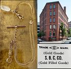 18k Gold Filled Vest Chain SLIDER & T-Bar 1896 S.B. Champlin Co. NOS