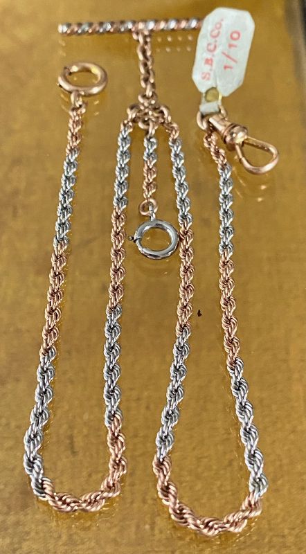 MULTI Colored Double Pocket Vest Chain ROSE and WHITE GOLD Filled